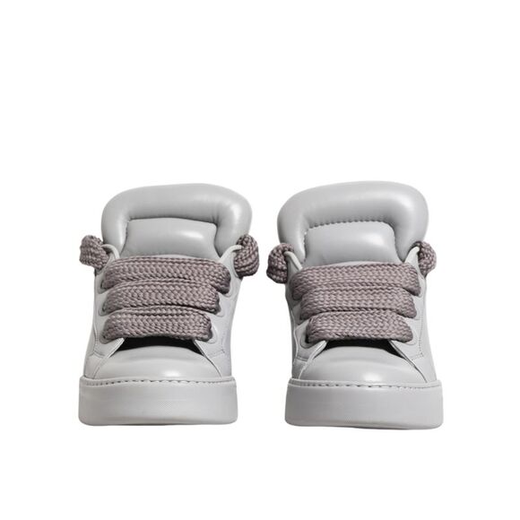 Dolce & Gabbana White Leather Gray Laces Low Top Sneakers Men's Shoes - Picture 5 of 5